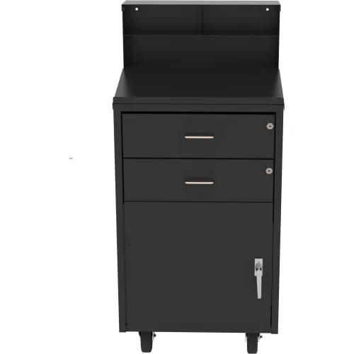 Valley Craft Vari Tuff Mobile Shop Desk, 2 Drawers, Pigeonhole Riser