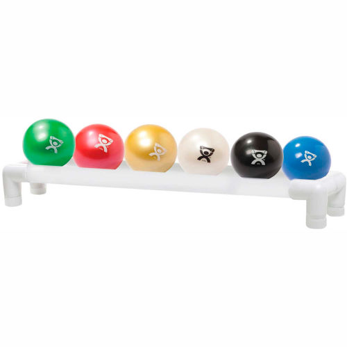 CanDo&#174; WaTE&#153; Hand-held Weighted Ball with 1-Tier PVC Rack, 6 Color Set