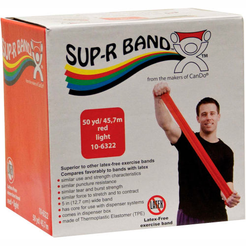 Sup-R Band&#174; Latex Free Exercise Band, Red, 50 Yard Roll/Box