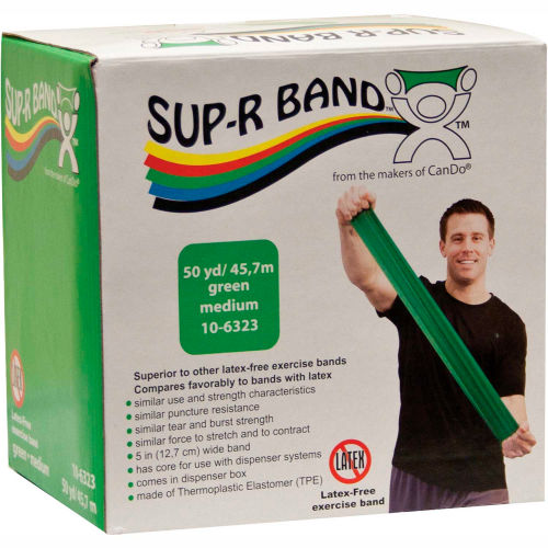 Sup-R Band® Latex Free Exercise Band, Green, 50 Yard Roll/Box