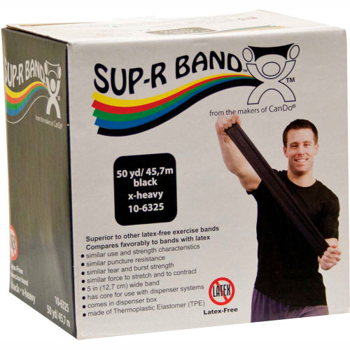 Sup-R Band® Latex Free Exercise Band, Black, 50 Yard Roll/Box