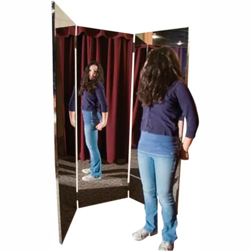 Glassless mirror, free-standing, triple panel, 16 Glassless mirror, free-standing, triple panel, 16