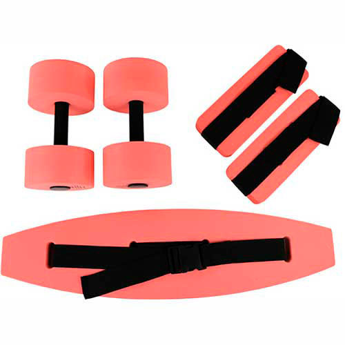 CanDo® Deluxe Aquatic Exercise Kit (Jogger Belt, Ankle Cuffs, Hand Bars), Medium, Red