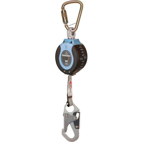 FallTech&#174; 82706SB1 DuraTech 6' Compact Web SRD, with Steel Carabiner and Snap Hook