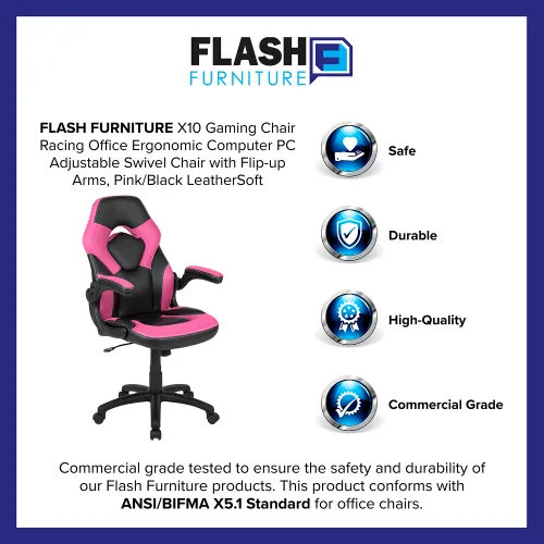 Flash Furniture X10 Racing Style Gaming Chair w Flip up Arms