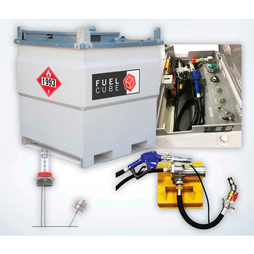 Western Global 250 Gallon FuelCube Diesel Fuel Tank, 12V Pump Kit & Fuel Gauge