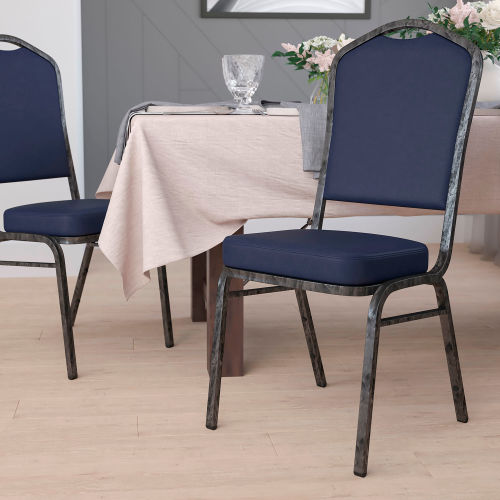 Flash Furniture Banquet Stacking Chair - Vinyl 2-1/2" Seat Cushion - Navy - Hercules Series