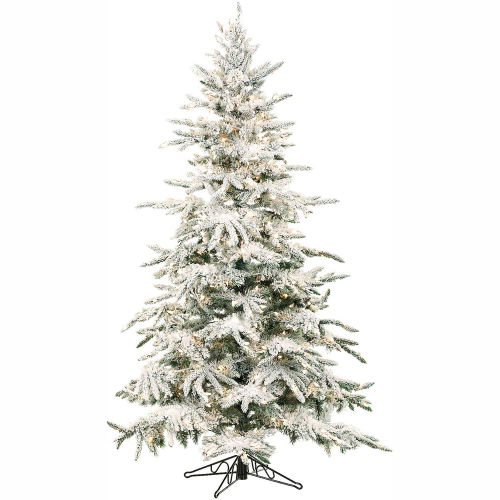 Fraser Hill Farm Artificial Christmas Tree - 7.5 Ft. Flocked Mountain Pine