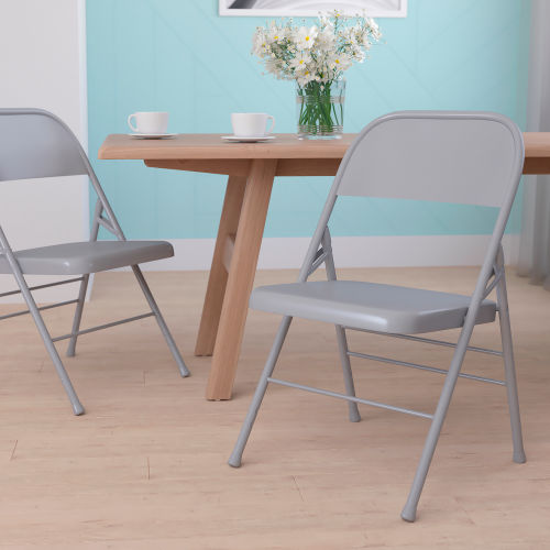 Flash Furniture Metal Folding Chair - Gray - Hercules Series