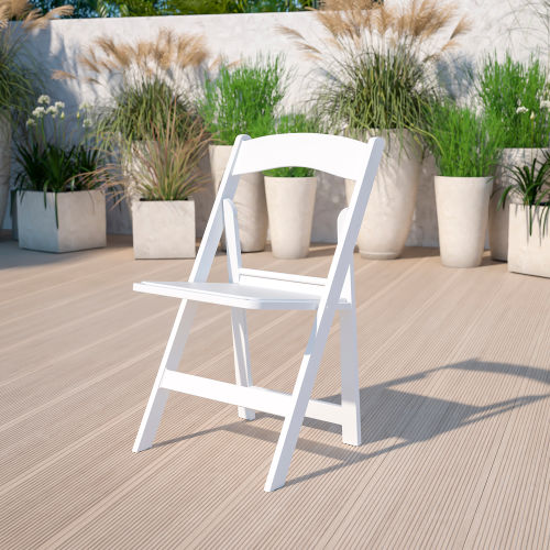 Flash Furniture Resin Folding Chair with Vinyl Seat - White