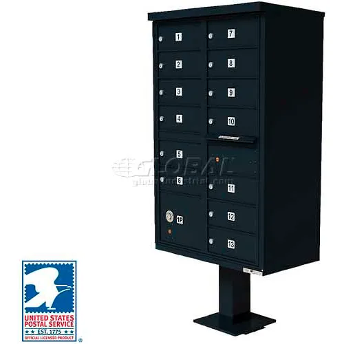 Vital Cluster Box Unit, 13 Mailboxes, 1 Parcel Locker, Black