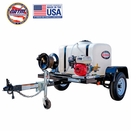 Simpson® Mobile Trailer Gas Pressure Washer W/Honda Engine, 3200 PSI, 2.8 GPM, 3/8" Hose