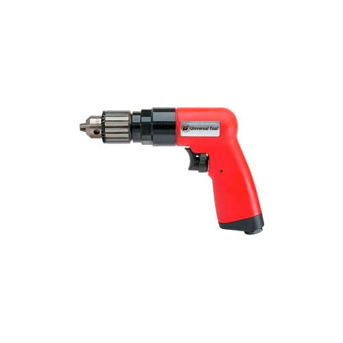 Universal Tool Reversible Pistol Grip Air Drill, Keyed, 3/8&quot; Chuck, 0.8 HP, 1800 RPM