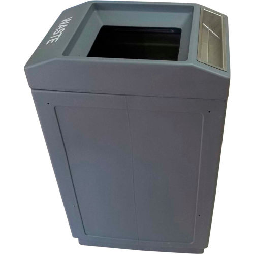 Forte 39 Gallon Sidekick™ Open Top Waste Container w/Ashtray, Gray - 8002045