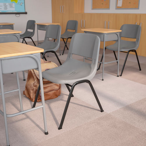 Flash Furniture Ergonomic Shell Stack Chair - Plastic - Gray - Hercules Series