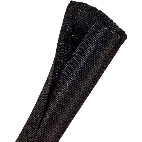 Techflex F6 Woven Split Wrappable Sleeve 1" Dia., 50', Black