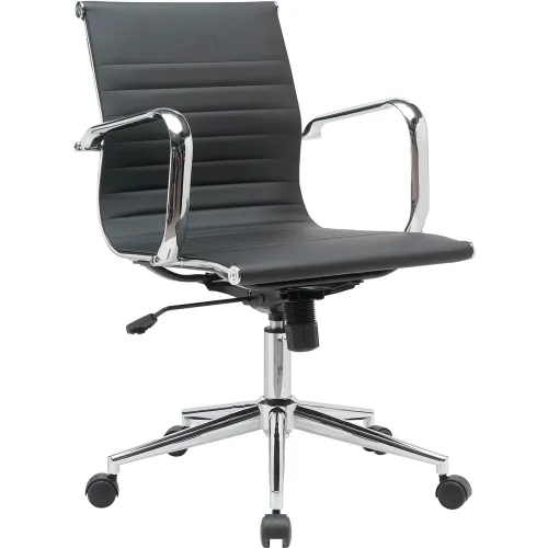 Interion® Antimicrobial Bonded Leather Conference Chair, Black