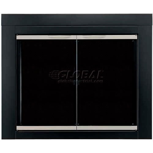 Pleasant Hearth Alsip Fireplace Glass Door Black With Sunlight Nickel AP-1131 37-1/2&quot;L x 33&quot;H