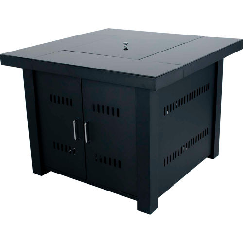 Pleasant Hearth Sheridan Gas Fire Pit Table With Lid 40000 BTU - Matte Black / Glass Top