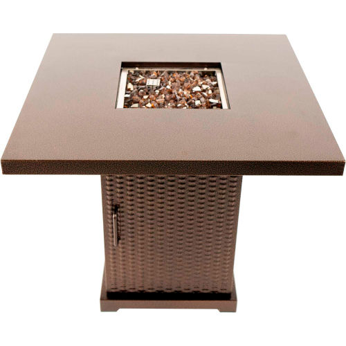 Pleasant Hearth Warren Gas Fire Pit Table With Lid 40000 BTU - Hammered Bronze
