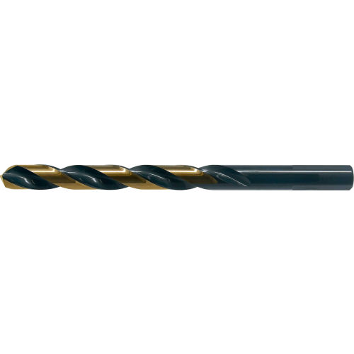 Cle-Line 1878 19/64 HSS Heavy-Duty Black & Gold 135 Split Point 3-Flatted Shank Jobber Length Drill - Pkg Qty 6