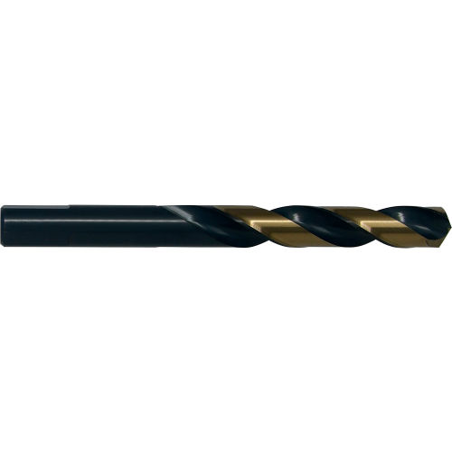 Cle-Line 1875R 7/64 HSS H.D.Black & Gold 135 Split Point 3-Flatted shank Mechanics Length Drill - Pkg Qty 12