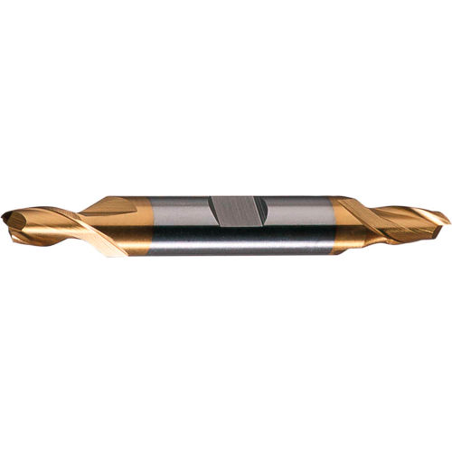 Cleveland HD-2-TN HSS 2-Flute TiN Square Double End Mill, 7/16" x 1/2" x 13/16" x 4-1/8"
