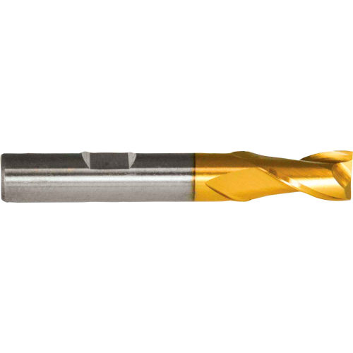 Cleveland HG-2-TN HSS 2-Flute TiN Square Single End Mill, 15/64" x 3/8" x 1/2" x 2-7/16"