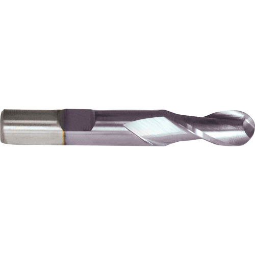 Cleveland HG-2B-TC HSS 2-Flute TiCN Ball Nose Single End Mill, 1-1/8" x 1" x 2-1/4" x 4-3/4"