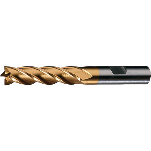 Cleveland HG-4C-TN HSS 4-Flute TiN Square Single End Mill, 3/4" x 1/2" x 7/8" x 2-7/8"