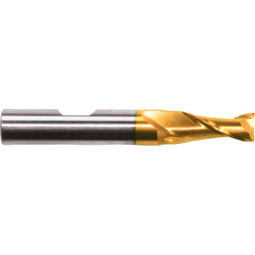 Cleveland HGC-2-TN HSS-Cobalt 2-Flute TiN Square Single End Mill, 9/16" x 1/2" x 1-1/8" x 3-3/8"