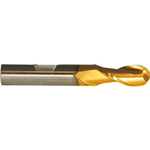 Cleveland HG-2B HSS 2-Flute TiN Ball Nose Single End Mill, 15/16" x 3/4" x 2-1/4" x 4-1/2"