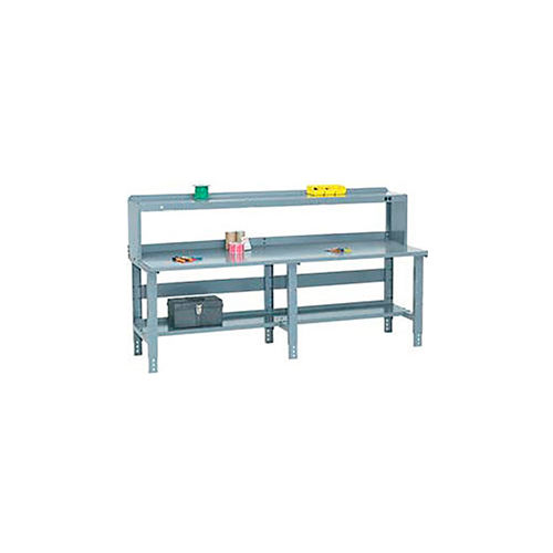 Global Industrial™ Extra Long Workbench w/ Steel Square Edge Top & Riser, 96"W x 30"D, Gray