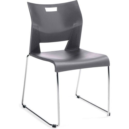 Global&#8482; Armless Molded Stacking Chair with Sled Base - Plastic - Shadow- Duet Series