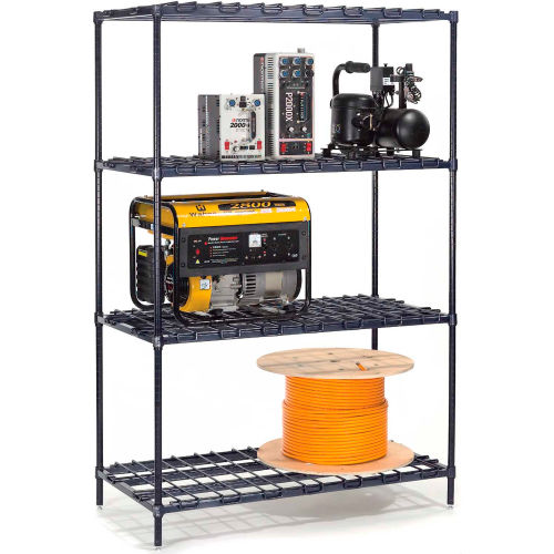 Nexel® Poly-Z-Brite®, 4 Tier, Heavy Duty, Wire Shelving Starter Unit, 24"W x 24"D x 74"H