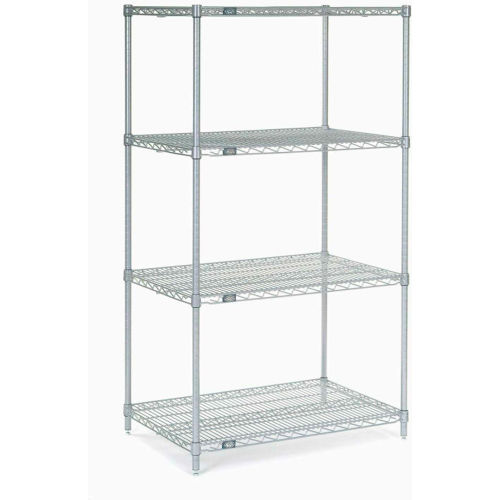Nexel®, Nexelate®, Silver Epoxy, 5 Tier, Wire Shelving Starter Unit, 48"W x 18"D x 74"H