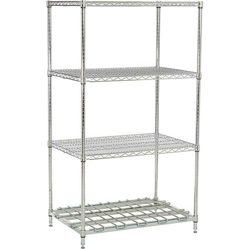 Nexel® Poly-Z-Brite®, 4 Tier, Wire Shelving Unit, 1 Heavy Duty Shelf ...