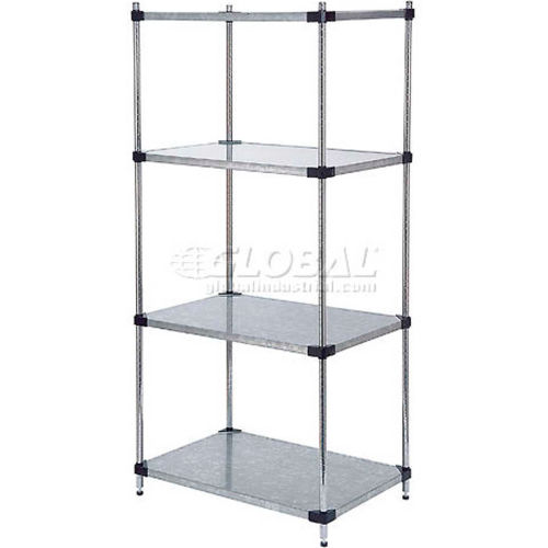 Nexel® Galvanized Steel, 5 Tier, Solid Shelving Starter Unit, 60"Wx24"Dx63"H