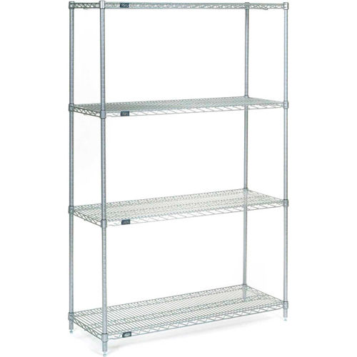 Nexel® Stainless Steel, 5 Tier, Wire Shelving Starter Unit, 72"W x 36"D x 63"H