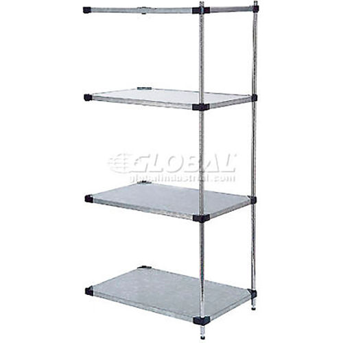 Nexel® 5 Tier Shelving Add-On Unit, Solid Galvanized Steel, 42"Wx24"Dx86"H