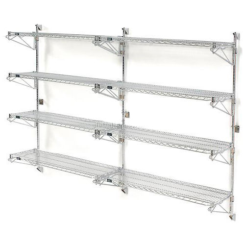 Nexel&#174; Poly-Green&#174; Wall Mount Wire Shelving - 36&quot;W x 18&quot;D x 63&quot;H 4-Shelf Add-On