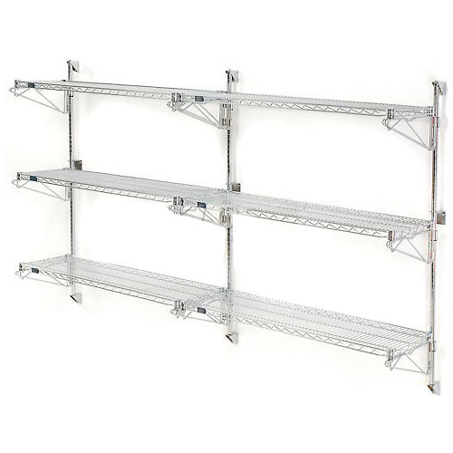Nexel® Poly-Green® Wall Mount Wire Shelving - 30"W x 24"D x 54"H 3-Shelf Add-On