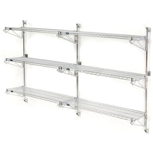 Nexel&#174; Poly-Green&#174; Wall Mount Wire Shelving - 60&quot;W x 24&quot;D x 54&quot;H 3-Shelf Add-On