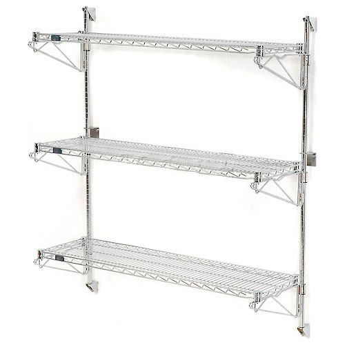 Nexel® Poly-Green® Wall Mount Wire Shelving - 72"W x 14"D x 54"H 3-Shelf Starter