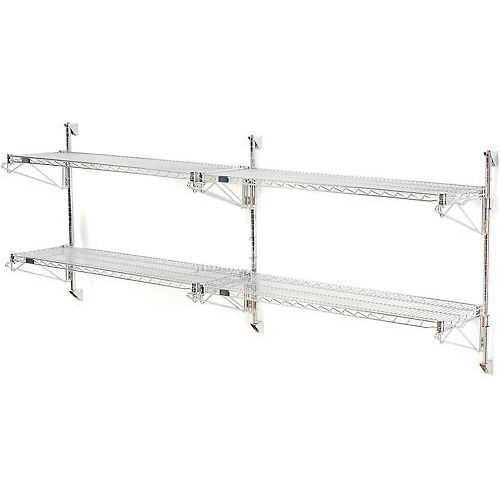 Nexel® Poly-Green® Wall Mount Wire Shelving - 24"W x 14"D x 34"H 2-Shelf Add-On