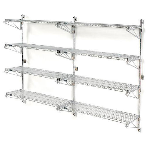 Nexel® Poly-Green® Wall Mount Wire Shelving - 42"W x 24"D x 63"H 4-Shelf Add-On