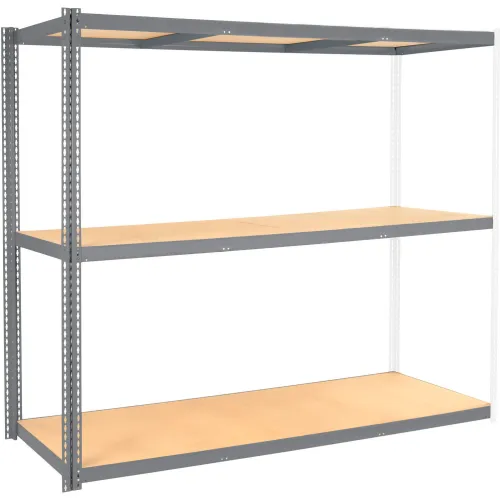 Global Industrial 3 Shelf, Wide Boltless Shelving, Add On, 60"W x 48"D x 60"H, Wood Deck, USA