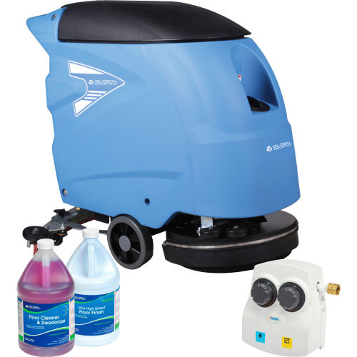 Global Industrial™ Auto Walk-Behind Floor Scrubber, 18" Cleaning Path + Free Floor Pad Starter Kit