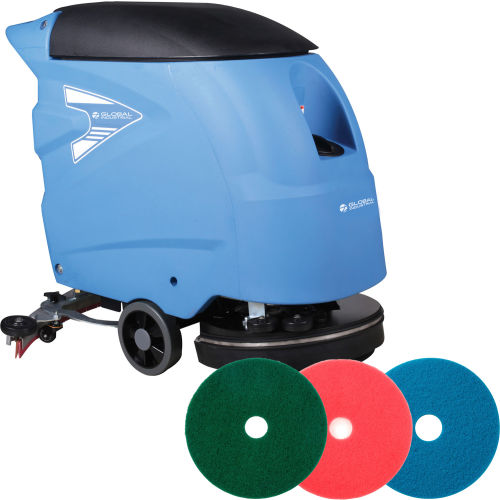 Global Industrial™ Auto Walk-Behind Floor Scrubber, 18" Cleaning Path + Free Chemical Dilution Kit