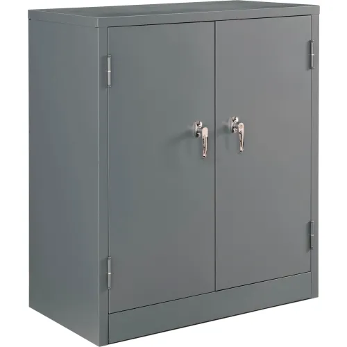 Global Industrial 500434 - Locking Storage Cabinet 36W x 18D x 42H with 12 Yellow Stacking Bins and 2 Shelves Assembled